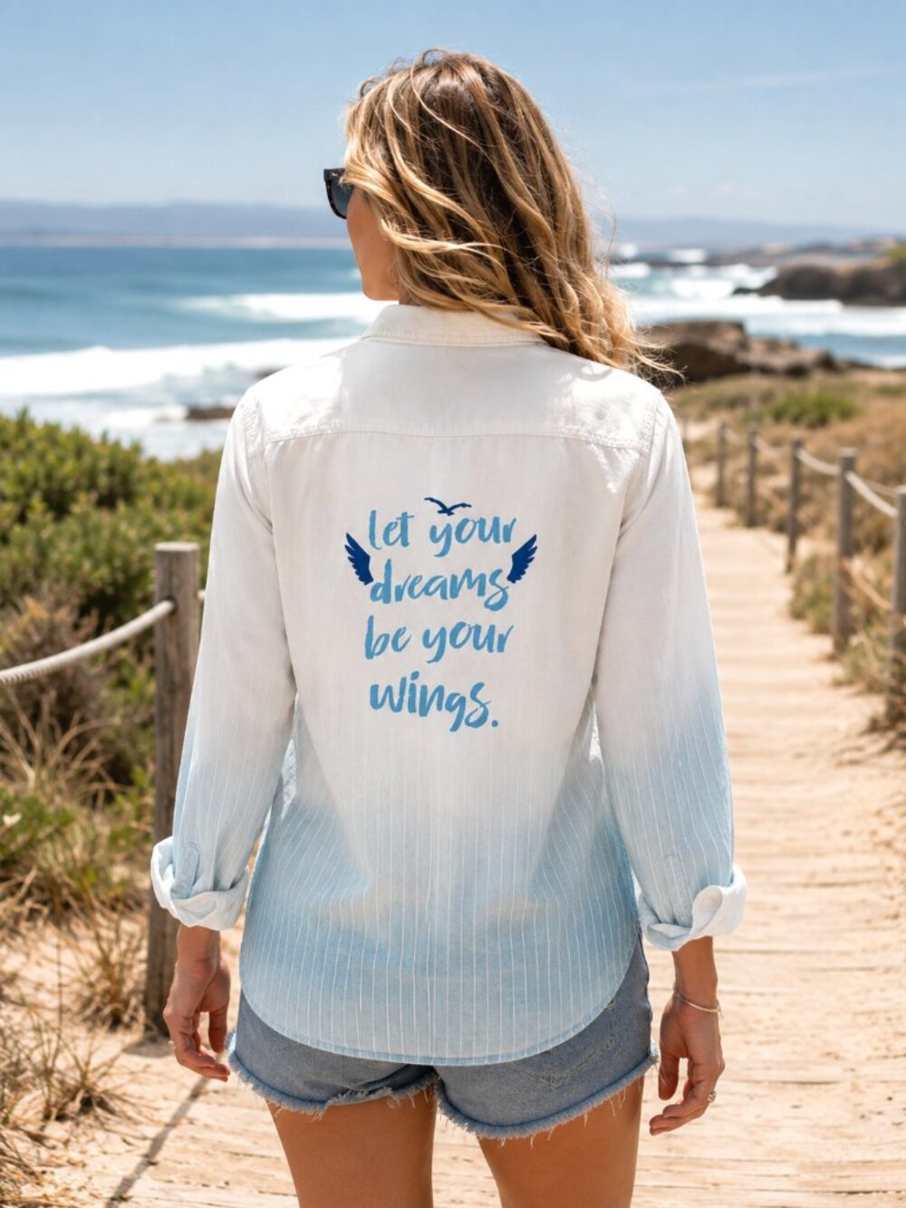 Upcycled Bleached Shirt, Hand Painted Inspirational Saying Women's Plus Size